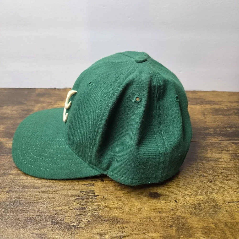 Vintage Atlanta Braves New Era Snapback Hat Green Raised Script A Logo USA Made